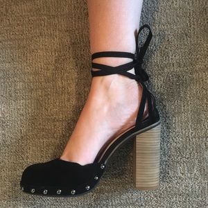 Studded suede heels